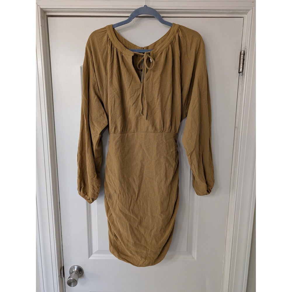 Free People Mustard the only one Open Back Mini Dress Womens Small festival - Picture 2 of 9